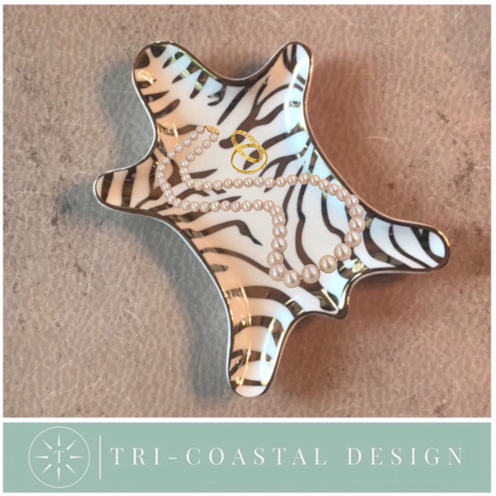 Tri-Coastal Designs Gold Zebra Trinket Tray